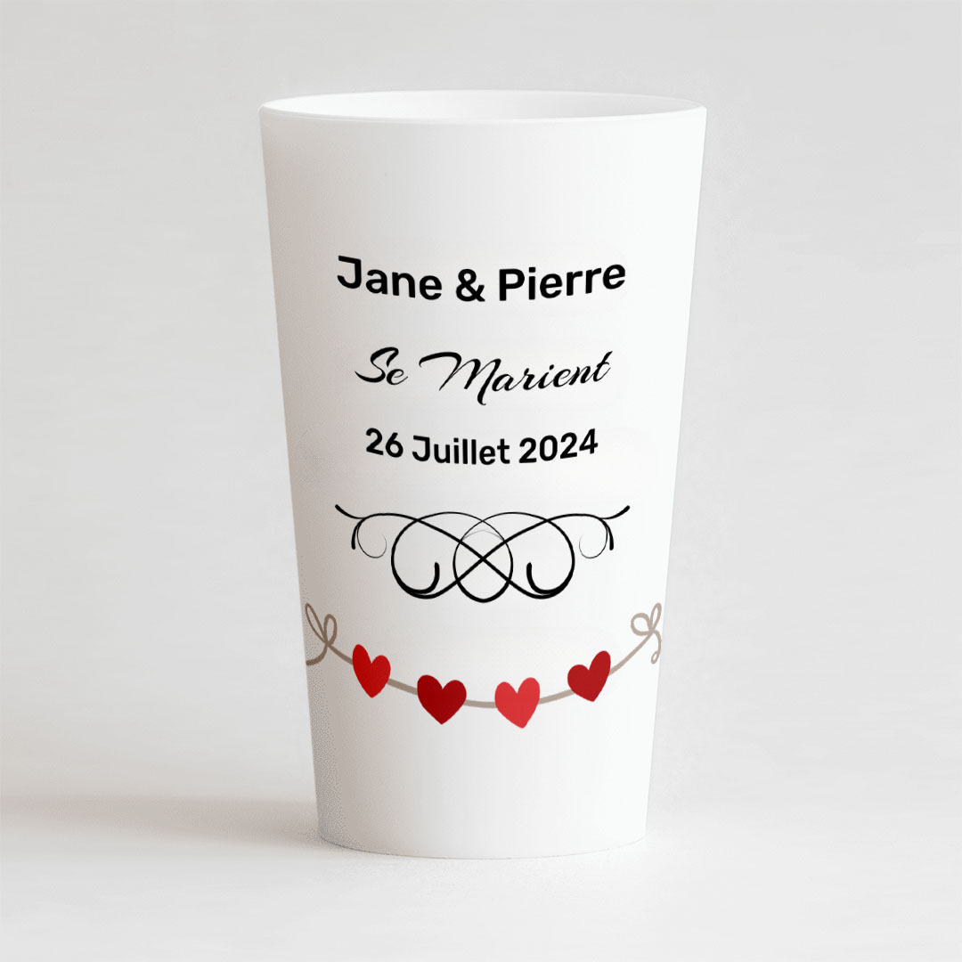 Gobelet Personnalisé Mariage Guirlande Cœur – CUP 25-33 Digital